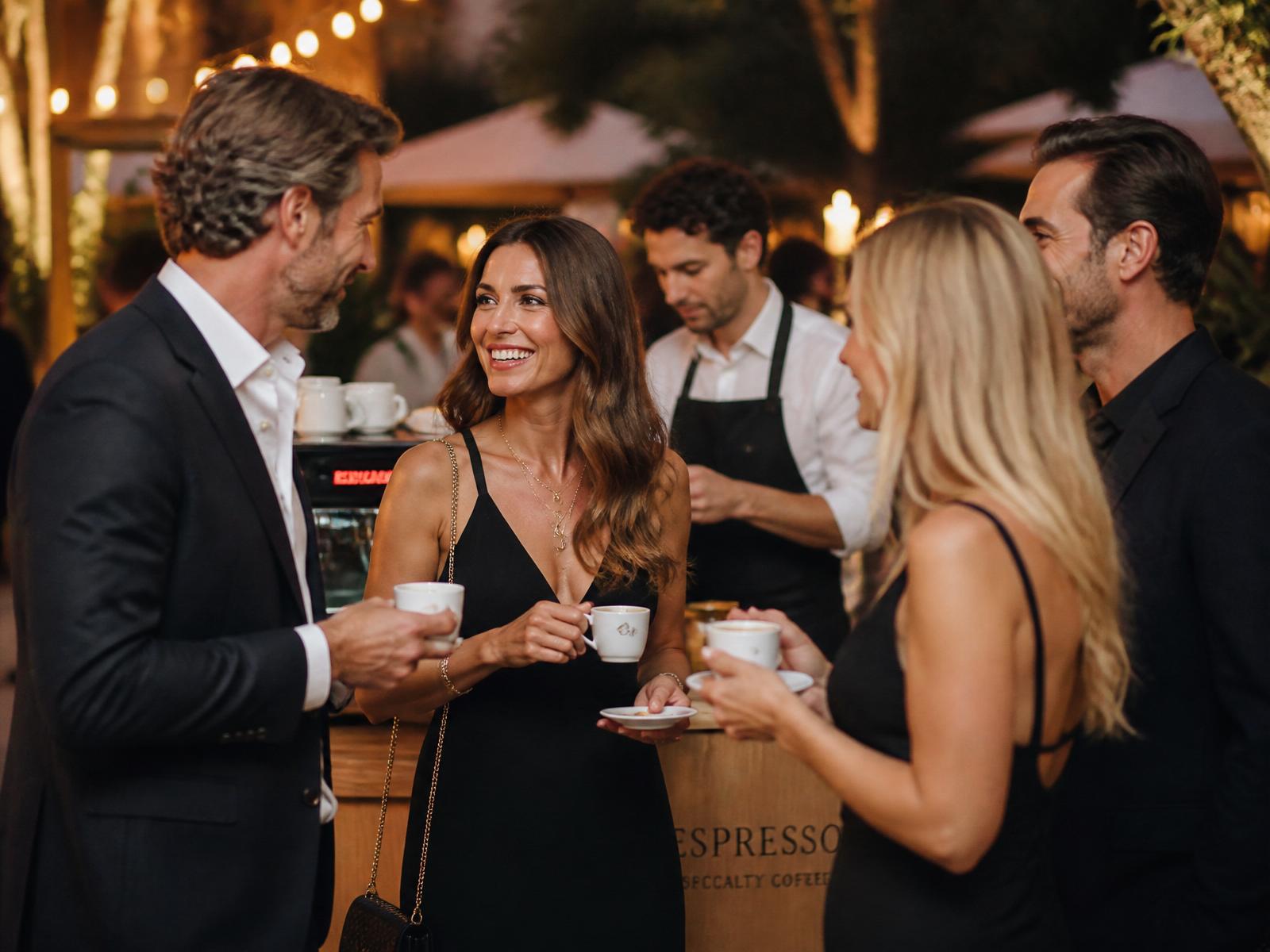 Guests enjoying specialty coffee after dinner